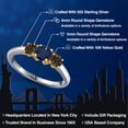 thumbnail image 2 of Gem Stone King 925 Silver and 10K Yellow Gold Blue Sapphire and Brown Smoky Quartz Engagement Ring for Women | 1.12 Cttw | Round 5MM | Gemstone September Birthstone | Size 6, 2 of 6