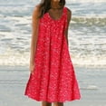 thumbnail image 3 of JBXKXYW Dresses for Women 2024 Casual Spring Women Casual Print Sleeveless Loose Plus Size Beach Summer Maxi Dress Ladies Women Dresses Summer Dress Women Dresses (Red,M), 3 of 3