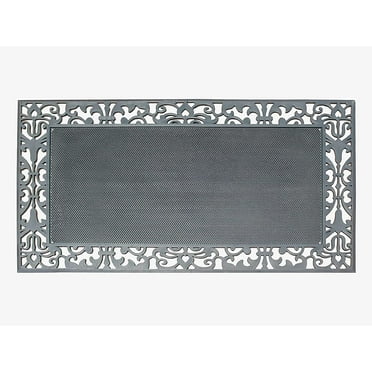 A1 Home Collections 100% Rubber Front Door Mat 30”x 48”, Non-Slip Welcome Doormat, Rubber Thin Profile Heavy Duty Doormat with Scrapping Pins, Indoor Outdoor, for Front Door, High Traffic Areas