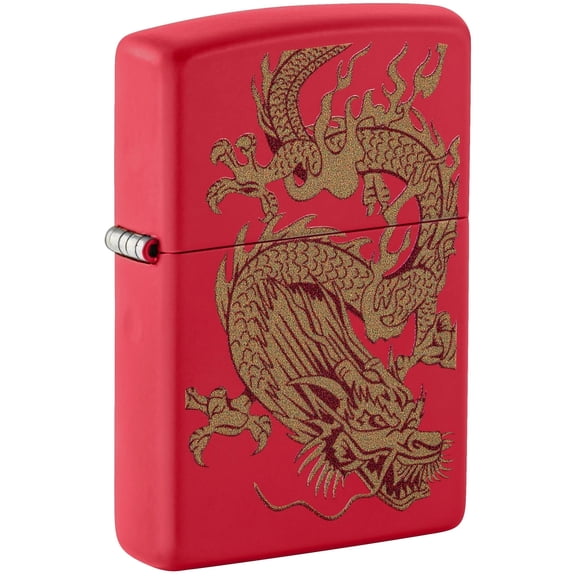 Zippo Lighter: Golden Dragon - Red Matte 81718
