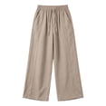 thumbnail image 5 of ZHYou No Boundarie Womens Wide Leg Pants Drawstring High Waist Lightweight Flowy Floor Length Casual Lounge Trousers with Side Pockets,Khaki,Size XL, 5 of 7