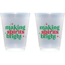 Christmas (Making Spirits Bright) Frosted Shatterproof Cup 12 Pack - Elegant Party Cups 12oz. Cute Cup For Fiesta, Parties,Christma - Coffee Cups