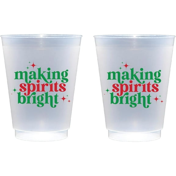 Christmas (Making Spirits Bright) Frosted Shatterproof Cup 12 Pack - Elegant Party Cups 12oz. Cute Cup For Fiesta, Parties,Christma - Coffee Cups