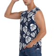 thumbnail image 3 of KLL White Leaves Print Workout Tank Tops Gym Sleeveless Fitness Muscle Tee-3X-Large, 3 of 7