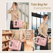Cshidworld Canvas Tote Bag for Women With Pockets, Laptop Work Crossbody Everyday Satchel, Purses Everything Shoulder Tote Bag Everyday Satchel Handbags Messenger Gym Totes, Pink