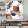 thumbnail image 4 of Boho Semi Sheer Curtains Drapes for Living Room,Bedroom,French Doors Window 45 Inches Long,Middle Century Leaves Minimalist Abstract Bohemia Rod Pocket Chiffon Curtain Drapery Voile Draperies Panel, 4 of 8