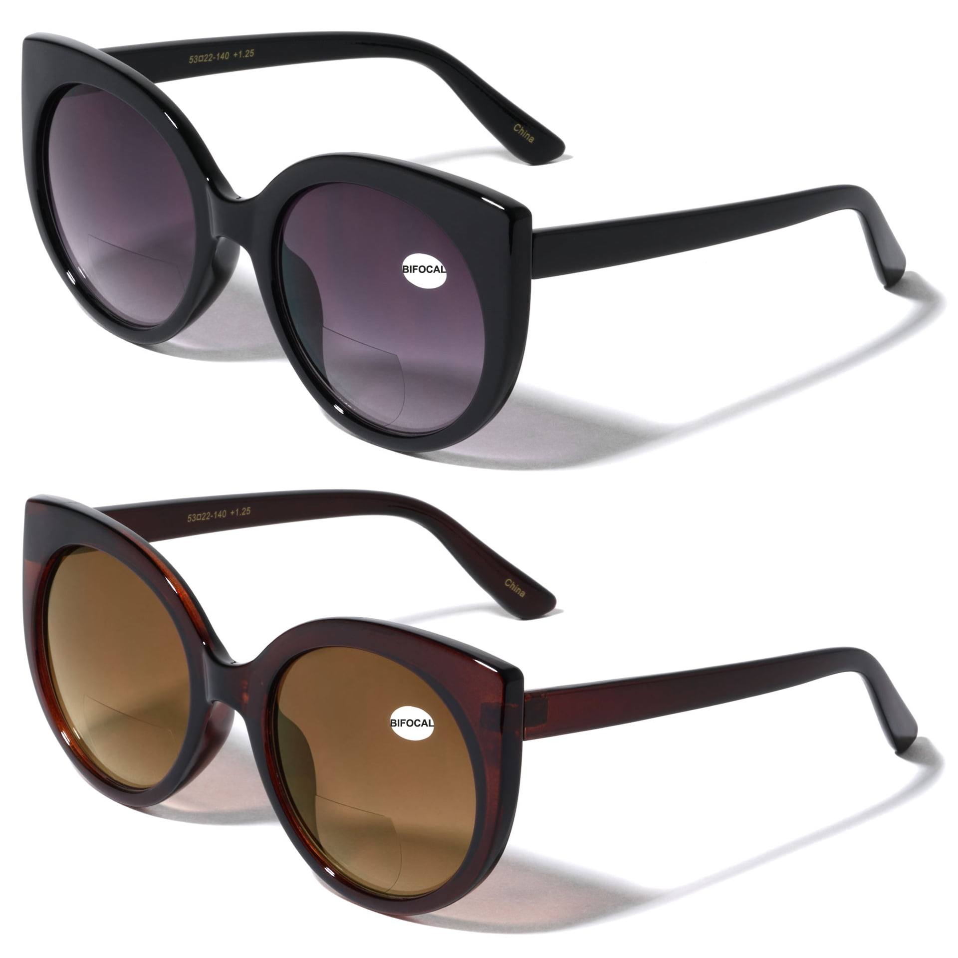 V W E 2 Pairs Women Bifocal Reading Sunglasses Reader Glasses Round Cateye Vintage Large