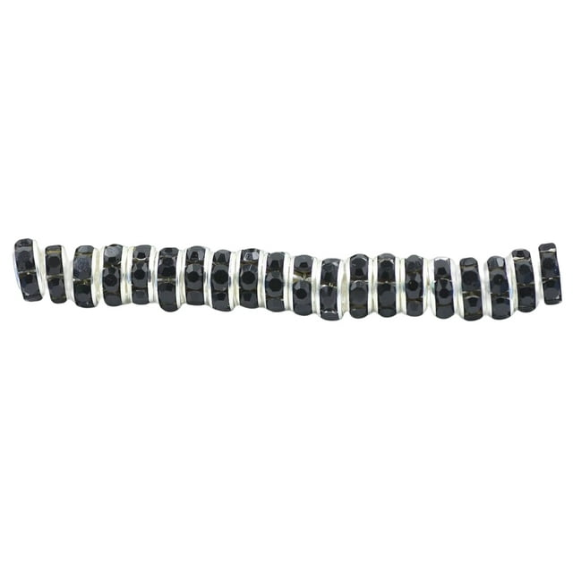 50 Pieces Rhinestone Rondelle Handmade Spacer Beads Jewelry Bracelet Necklace Accessories Crystal Multi-colors Loose Bead Earring Necklace Accessories Black