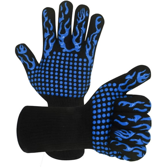 Oven Mitts, BBQ Gloves 800°C Heat Resistant Grill Gloves Fireproof Barbecue Grilling Potholders Silicone Non-Slip Oven Mitts for BBQ, Cooking, Baking, Grilling, Welding (red-1)