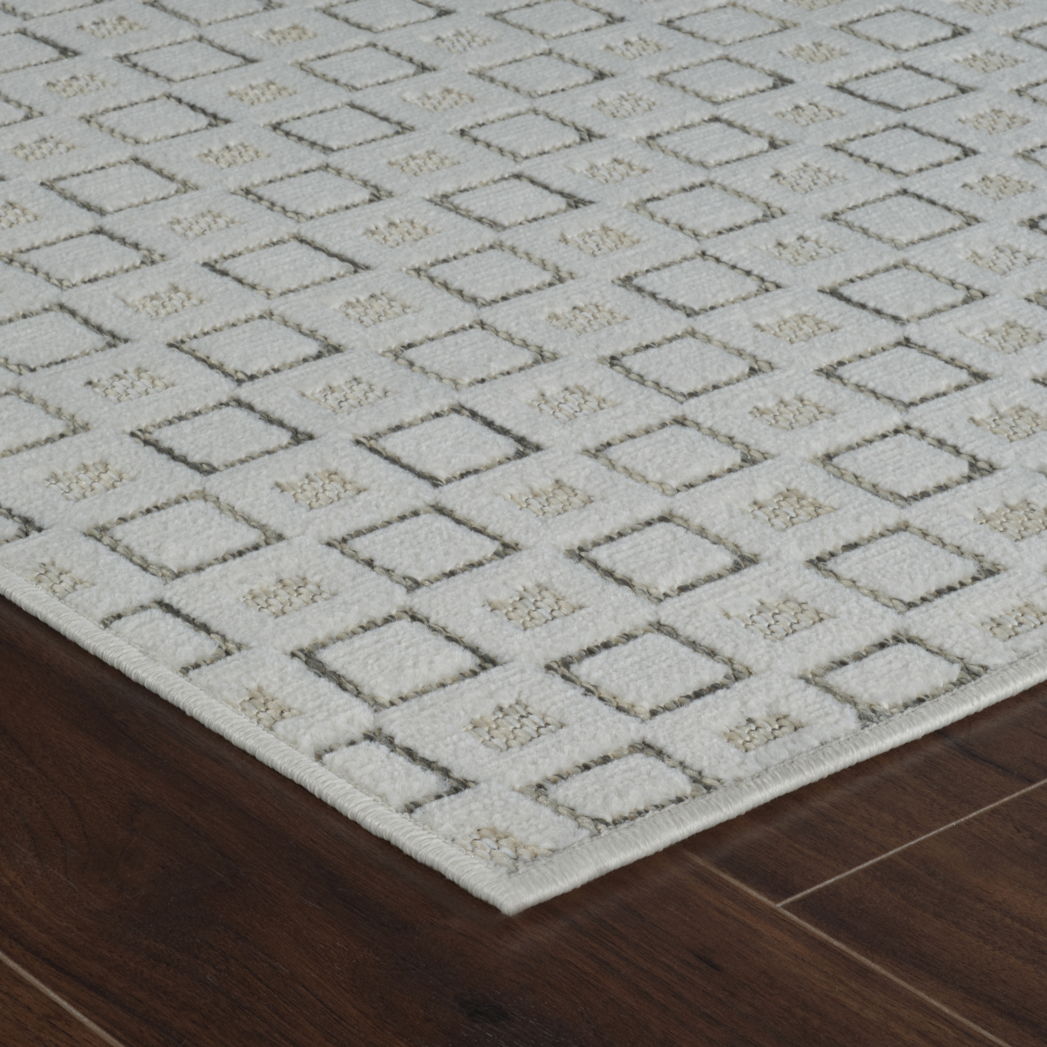 Tapis d'interieur exterieur abstrait Rug Branch Maise, beige creme, moderne - Entree, couloir