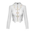 thumbnail image 2 of Women's Military Crop stretch Gold Zip up Blazer Jacket, 2 of 3