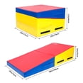 thumbnail image 4 of Matladin 55"x28"x14"Folding Gymnastics Cheese Wedge Incline Mat for Kids Girls Home Training Exercise, Red+Yellow+Blue, 4 of 5