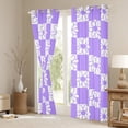 thumbnail image 3 of Manfei Kawaii Floral Blossom Curtains Pack of 2 (42x84 Each),Geometric Plaid Grid Curtains Blackout,White Purple Bedroom Curtains For Gitsl Kids,Super Cozy Room Decor, 3 of 6