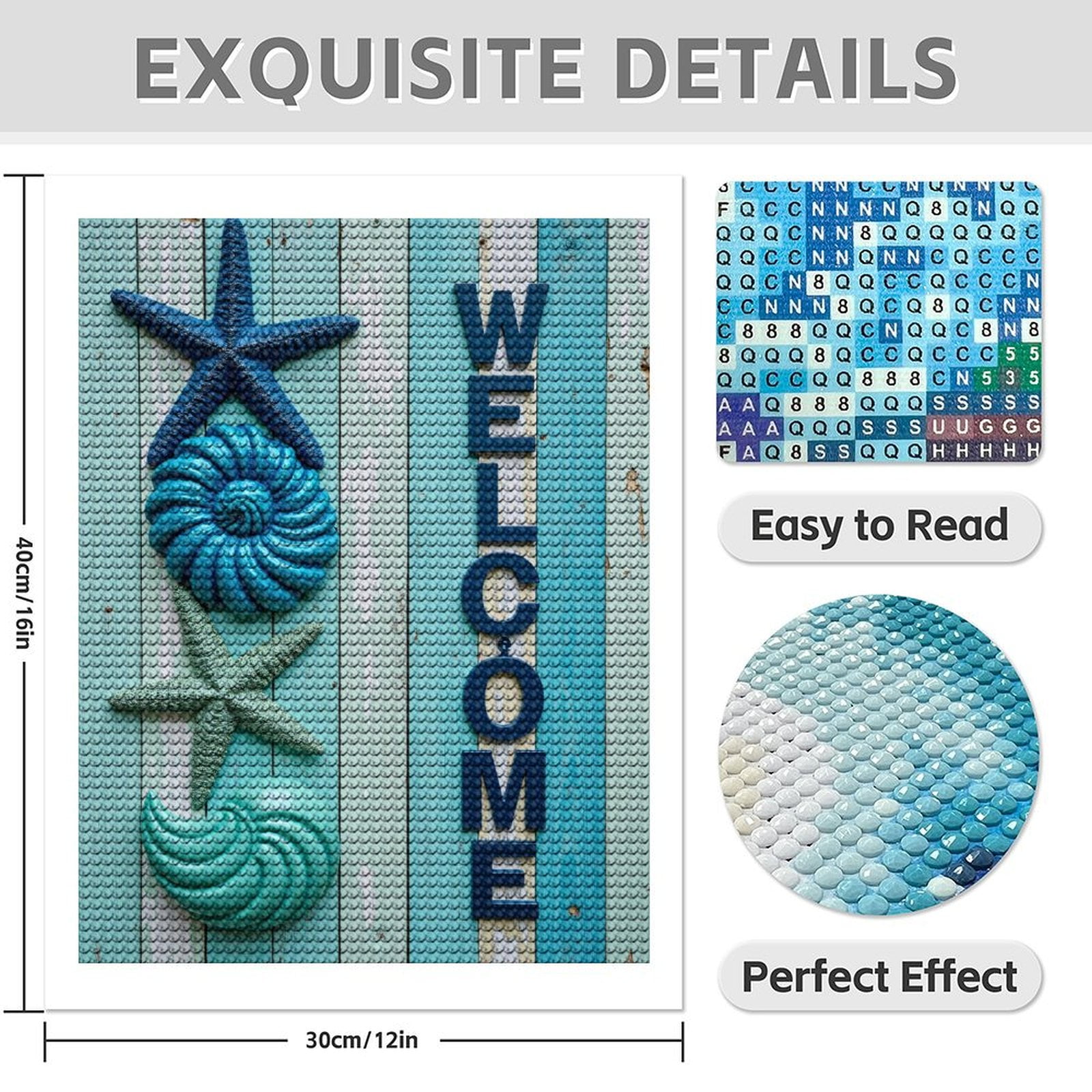 Diamond Art Kits for Adults - 5d Nautical Welcome Sign Starfish Decor Diamond Painting for Adults, Diamond Art for Adults Beginners, Diamond Painting Kits for Adults for Home Wall Decor