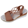 thumbnail image 4 of Rokment Platform Wedges Strappy Dress Sandals for Women 2026 Beach Fashion Casual Open Toe Chunky High Heels Espadrilles Slingback Gladiator Summer Shoes Brown Size 7.5, 4 of 5
