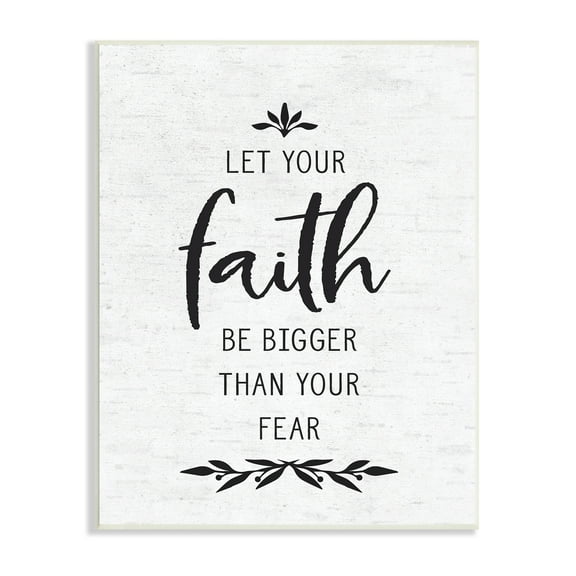 Stupell Industries Faith Over Fear Rustic Birch Pattern Botanical Motif Graphic Art Unframed Art Print Wall Art, Design by Lettered and Lined
