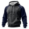 thumbnail image 2 of Color Block Hoodie Men Novelty Casual Long Sleeve Work Athletic Hoodies Sweatshirts Winter Drawstring Hooded Pullover with Kangaroo Pocket Dark Gray 3XL, 2 of 5