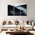 thumbnail image 2 of Elephant Stock Foggy Mountain Bear Wall Art - Horizontal Multi Panel Canvas - Living Room Wall Decor - Nature Multi Panel - Black And White Decor - 74" x 48", 2 of 8