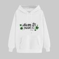 thumbnail image 2 of VBTAPA St. Patrick's Day Sweatshirt for Women Cute Gnome Print Long Sleeve Drawstring Hooded Sweatshirt Irish Lucky Clover Print Pullover Tops Deals of the Day White L, 2 of 6