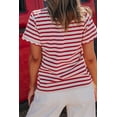 thumbnail image 3 of Casual Women's Red Stripe Scalloped Trim T-Shirt – Perfect for Daily Summer Wear, XL, 3 of 8