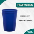 thumbnail image 3 of Disposable Plastic Cups 12 oz. Set of 10, Bulk Pack - Perfect for Summer, Sporting Events, Birthdays, Weddings, Picnic, Beach, Parties - Reflex Blue, 3 of 5