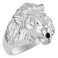 thumbnail image 3 of RYLOS Rings Sterling Silver Lion Head Ring Diamonds in Eyes & Gemstone Mouth Fun Designer Rings Black Diamond Jewelry Size 8, 3 of 7