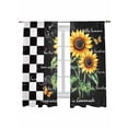 thumbnail image 2 of Sheer Curtains 72 Inches Long, Sunflower Light Filtering Window Curtains for Living Room, Summer Botanical Floral Vintage Black Plaid Rod Pocket Voile Sheer Curtain Drapes, 52"W x 72"L, 2 Panels, 2 of 8