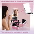 thumbnail image 6 of Velore Makeup Train Case Large Cosmetics Box with Mirror Lockable 2 Trays Makeup Case Organizer, Mermaid Pink, 6 of 9