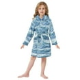 thumbnail image 6 of FORMRS Kids Bathrobe Unisex Hooded Robe Toddler Pajamas Sleepwear, Size 2-3T, Blue Watercolor Ocean Waves, 6 of 7