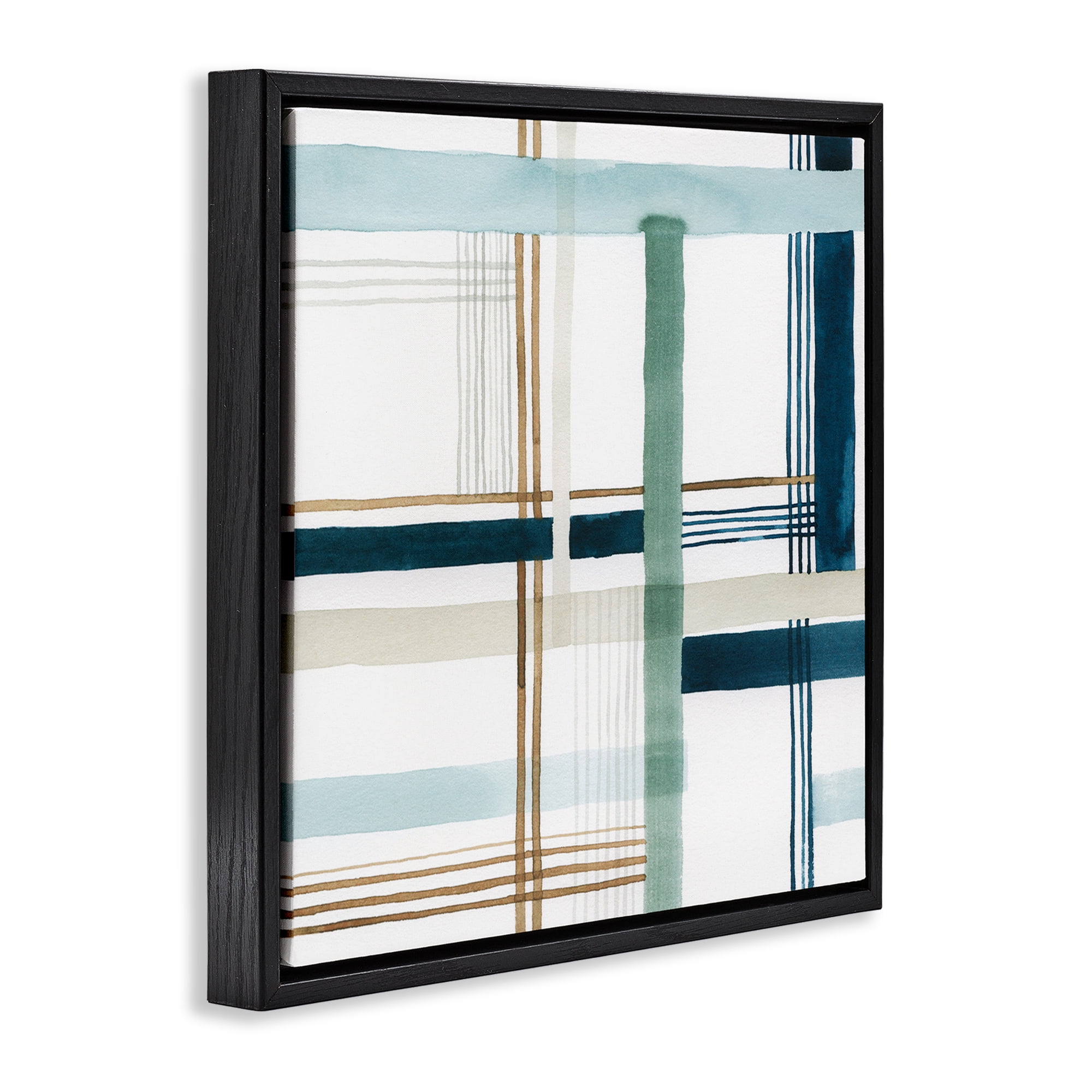 Stupell Industries Soft Woven Pattern Abstract Painting Black Floater Framed Canvas Art Print Wall Art, 18 x 18