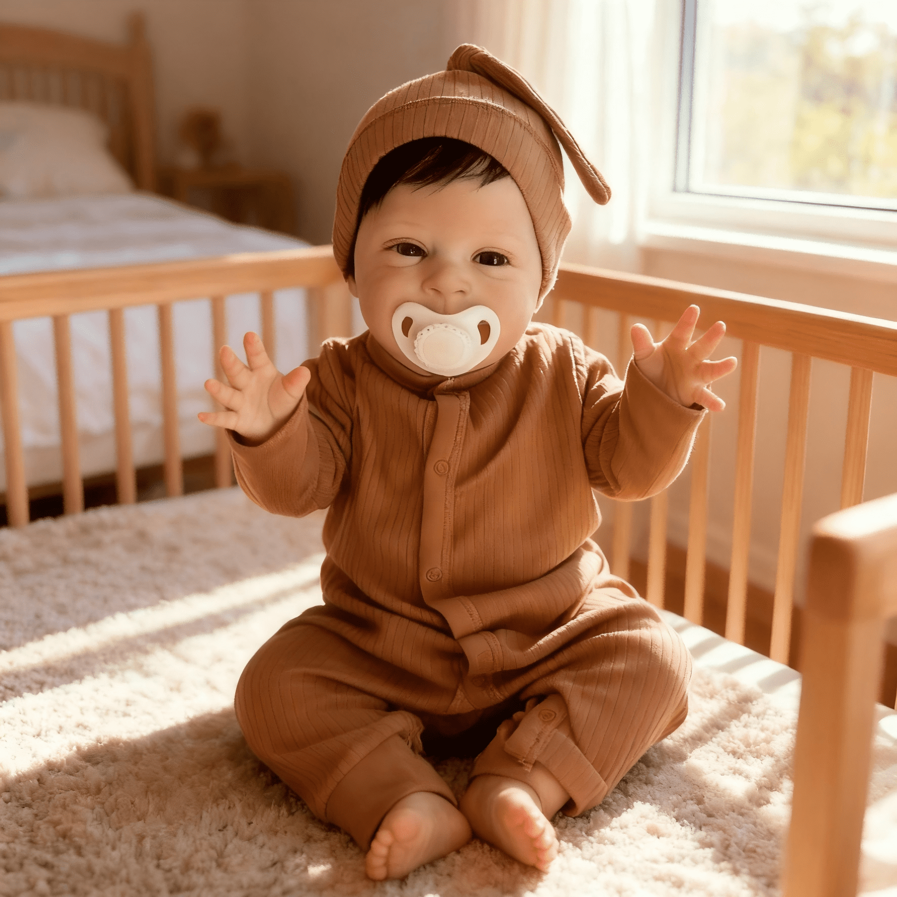 iCradle Lovely Smiling Lifelike Reborn Baby Dolls Girl 18 Inch 46 cm Cuddly Newborn Babies Handmade Cloth Body Implanted Hair Xmas Birthday Gift for Kids 3+