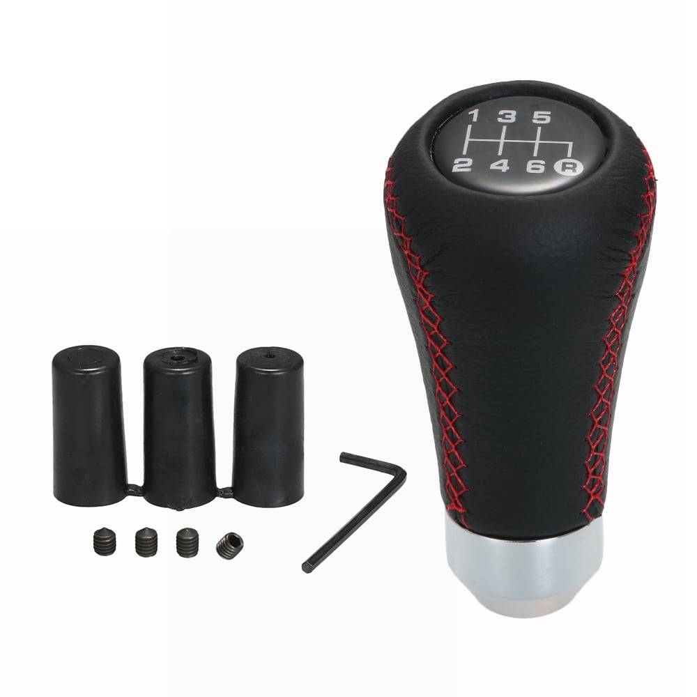 For MAZDASPEED Red Stitches Black Leather Manual Car Gear Shift Knob Shifter