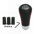 thumbnail image 1 of Car Manual Gear Shift Knob Shifter Black Leather Red Stitch 6 Speed Universal, 1 of 7