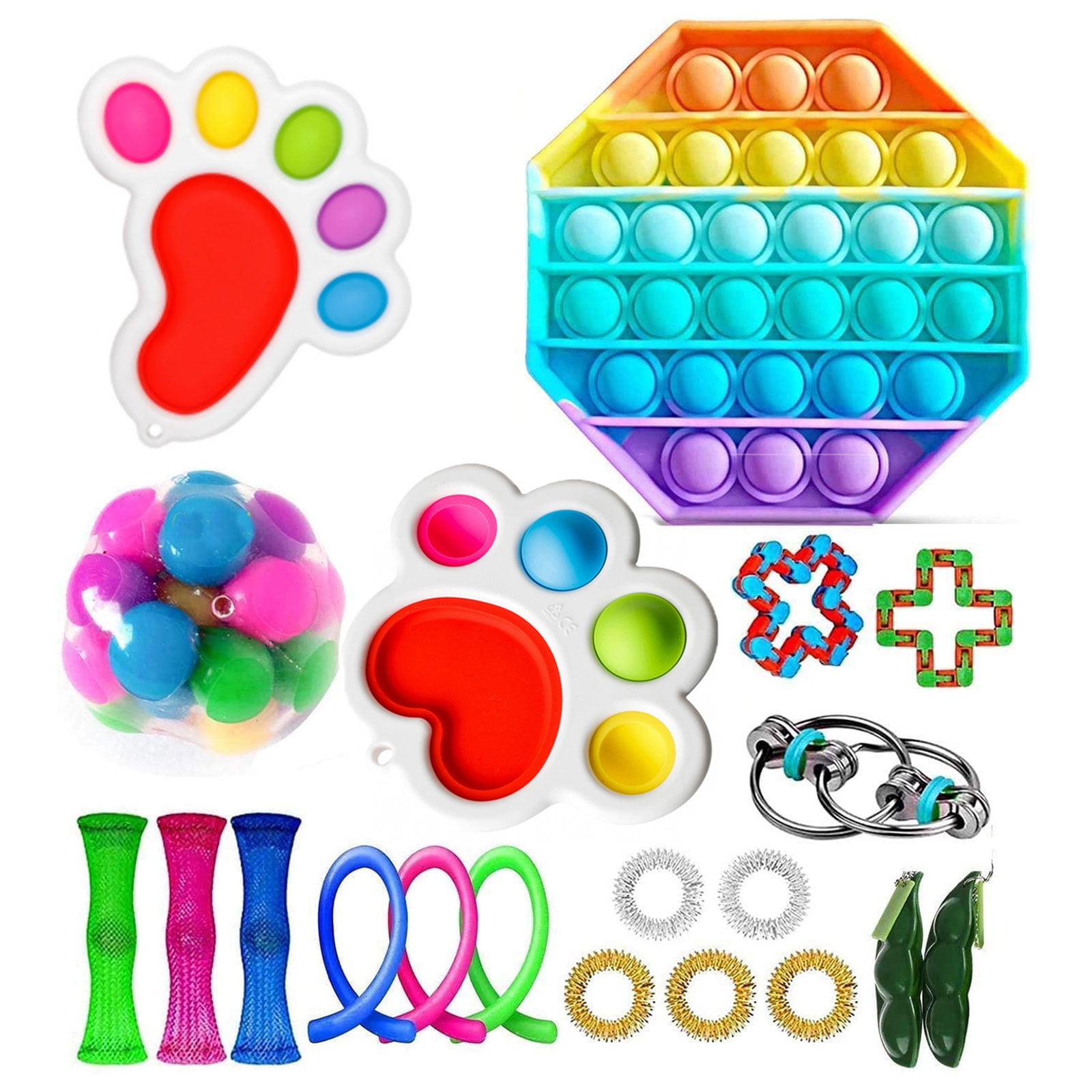 B Push Pop Bubble Keychain Sensory Therapy Toys for Home Office School 2021 Infinity Cube Sensory Fidget Toy Stress Relief Anti-Anxiety Autism Hand Toys for Kids Teen Adult