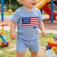 thumbnail image 2 of Kaprioy Toddler Baby Boy Summer Outfits Toddler Boy 4th of July Outfit Baby Boy American Flag Embroidery T Shirt Shorts Set Fourth of July Summer Clothes, 2 of 7