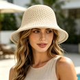 thumbnail image 2 of SGMVNU Sun Hat for Women Summer Straw Beach Hats Floppy Crochet Hat Travel Bucket Hat Foldable Packable, One Size, Beige, 2 of 7