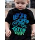thumbnail image 1 of Youngsters' Monster Truck Cartoon T-Shirt - "Lighter Rrip Tater Chip!" Graphic, Black Short Sleeve Tee for Boys & Girls, Casual Cotton Blend, Spring/Fall Wear, Youngsters's Graphic Tee | Bold Letteri, 1 of 6