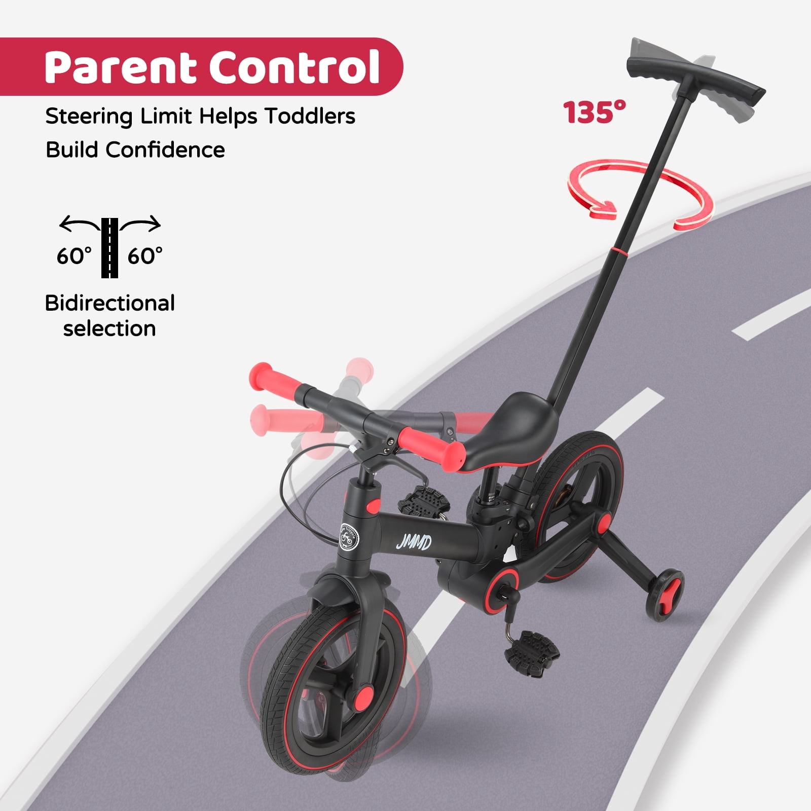 Open Box JMMD Toddler Bike with Push Handle for Kid 18-60 Months