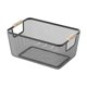 thumbnail image 1 of Cesta de almacenamiento de alambre de metal con asas de madera, contenedor de malla portátil para gabinete, despensa, regalos, refrigerios, maquillaje 25 cm x 17 cm x 11 cm, 1 of 8