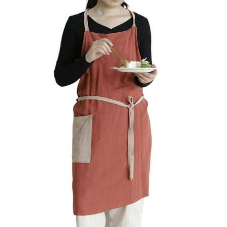 

Meizhencang Kitchen Fresh Soft Cotton Linen Breathable Thin Apron with Pocket for Women Men