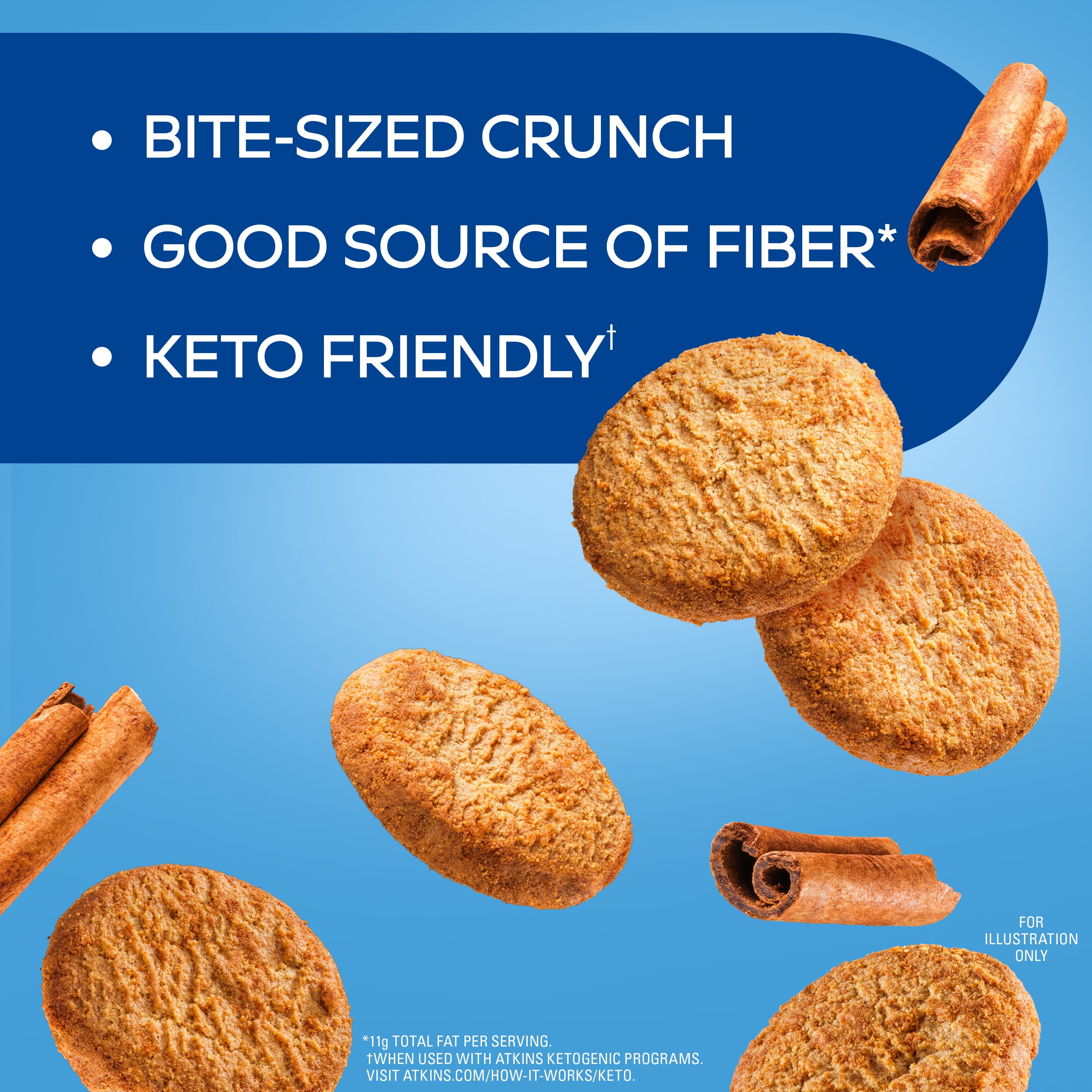 (2 pack) Atkins Crunchy Protein Cookies, Bite-Sized, Snickerdoodle, 4.94 oz Resealable Bag