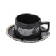 thumbnail image 2 of Juego de taza de té y platillo, juego de taza de café de cerámica para capuchino, leche, regalo de cumpleaños Negro, 2 of 9