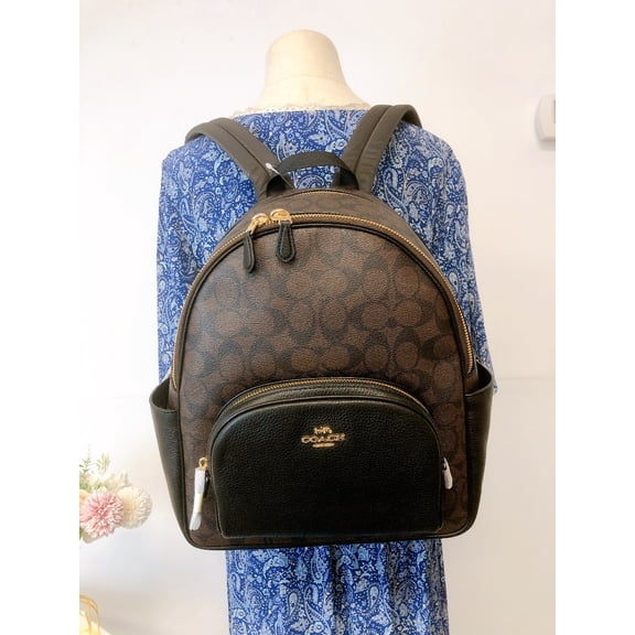 Coach Women's Court Backpack In Signature Canvas (Brown - Black)
