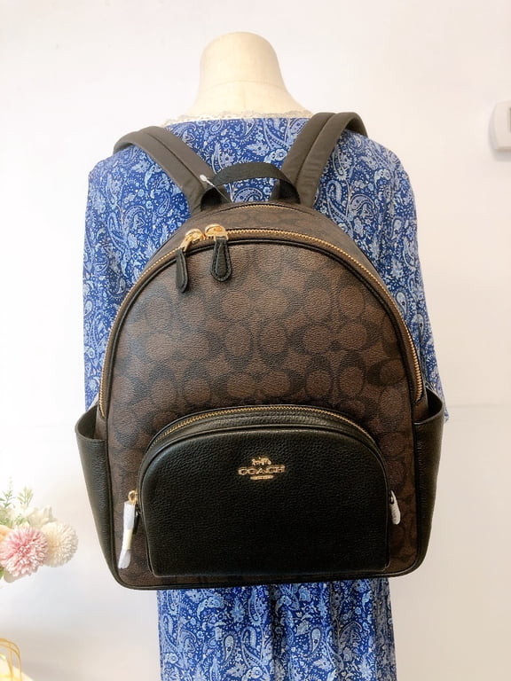 Women's Court Backpack In Signature Canvas (Brown - Black)