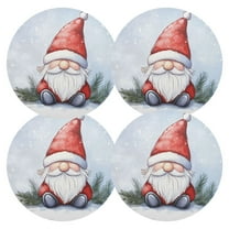 Ryvnso Gnome in Winter Round Plate Mats Dining Table Placemat Set of 4 for Holiday Decoration