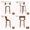 thumbnail image 6 of ClinQ 26 inch Swivel Bar Stools Set of 3, Counter Height Bar Chairs with Walnut Legs and Silver Ring Footrest, Upholstered Faux Leather, White, 6 of 11