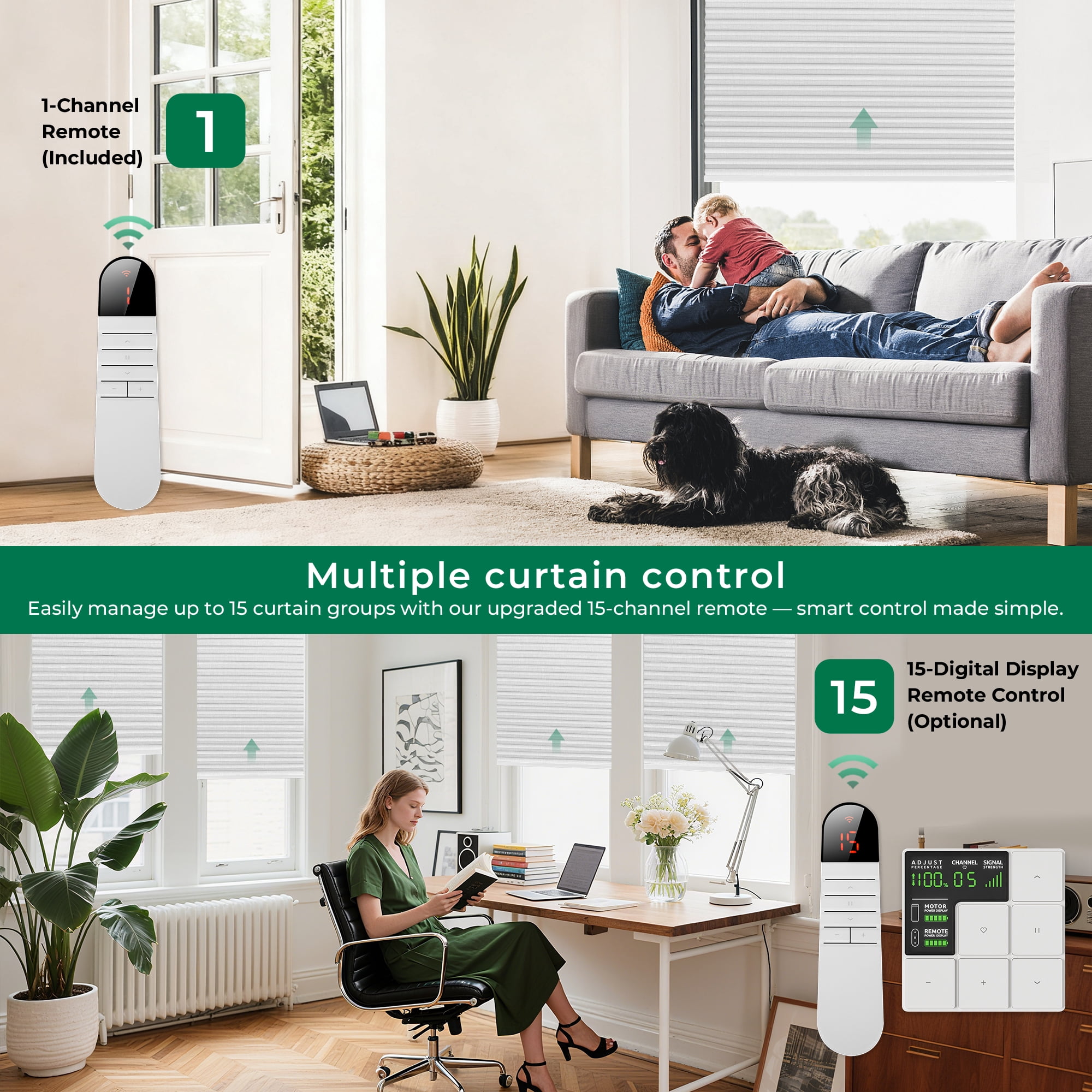 Allesin No Drill Motorized Cellular Shades Quiet Motor 45dB Smart Honeycomb Blinds with App and Voice Control Rechargeable Solar Option Aluminum Rails(36" W x 64" H, 100% Blackout Silver White)