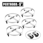 Pentagon Tool | Heavy Duty | 55-Gallon Drum Dolly | 4-Pack | Silver