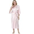 thumbnail image 3 of Bata de baño de rayón de talla grande S-XXXL para mujer, kimono de satén, bata larga, lencería sexy, camisón clásico, ropa de dormir con cinturón, 3 of 4