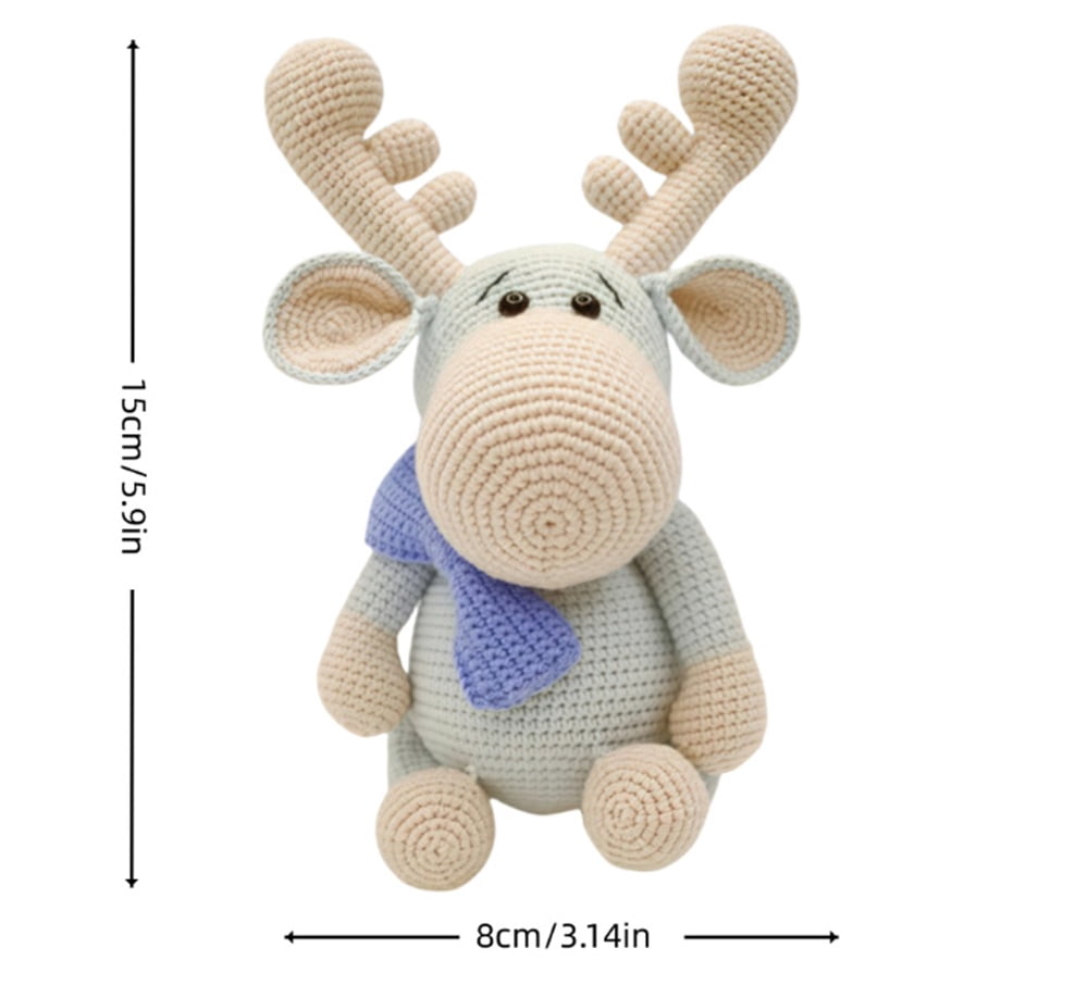 Reindeer Crochet Kit for Beginners, Amigurumi Starter Set with Step-by-Step Video Tutorials, TIKA
